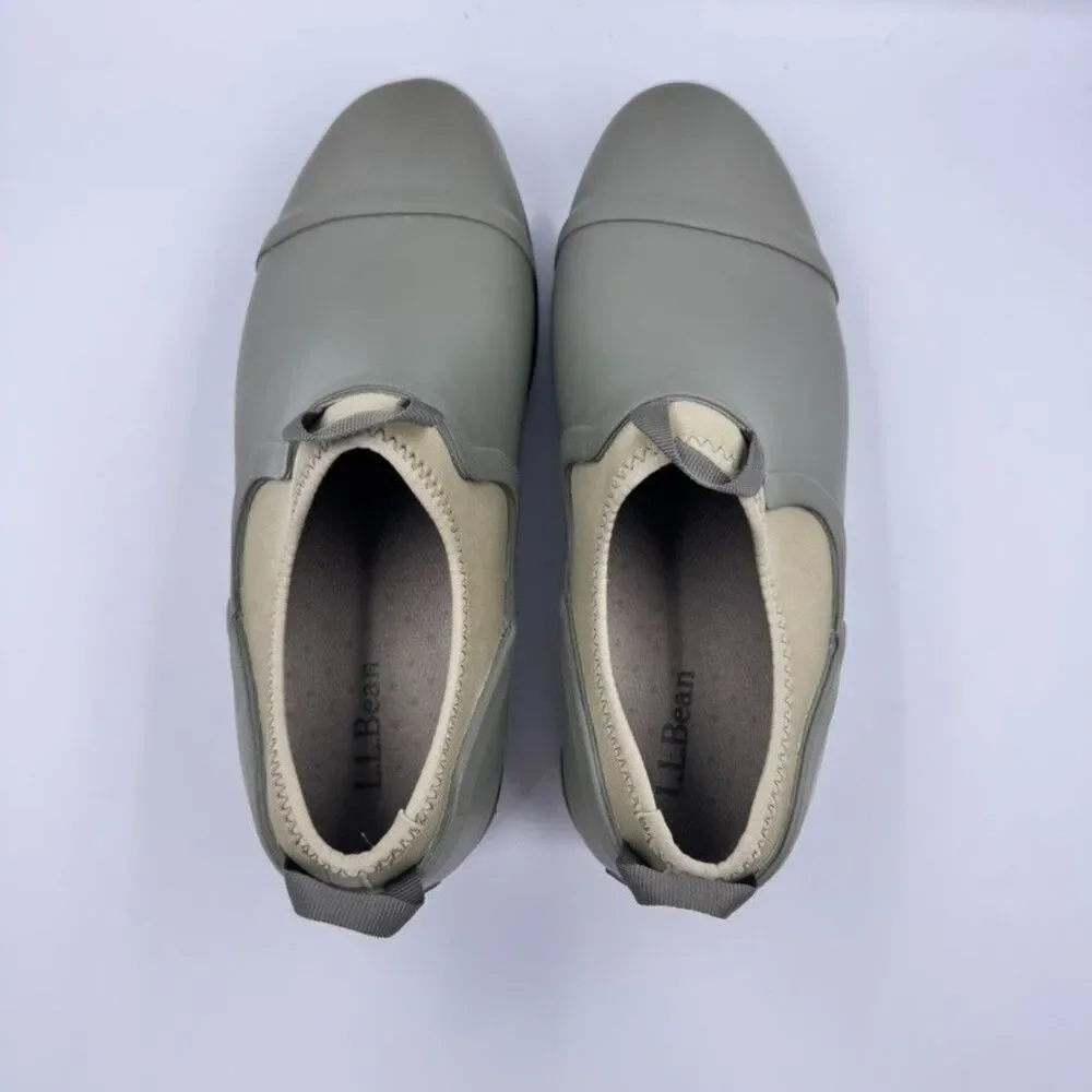 L.L.Bean Womens 11 Olive Green Wellie Chelsea Rain Shoes Waterproof Slip On